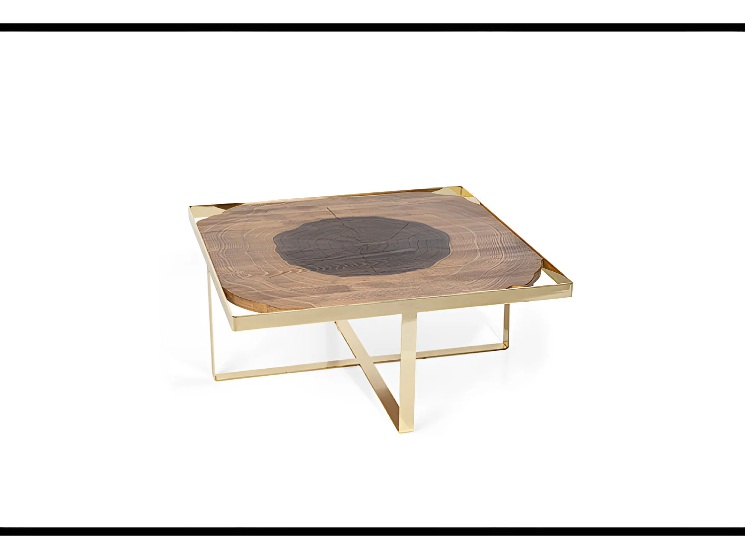 Tavolino Mustang Lux/legno massello metallo/marrone oro