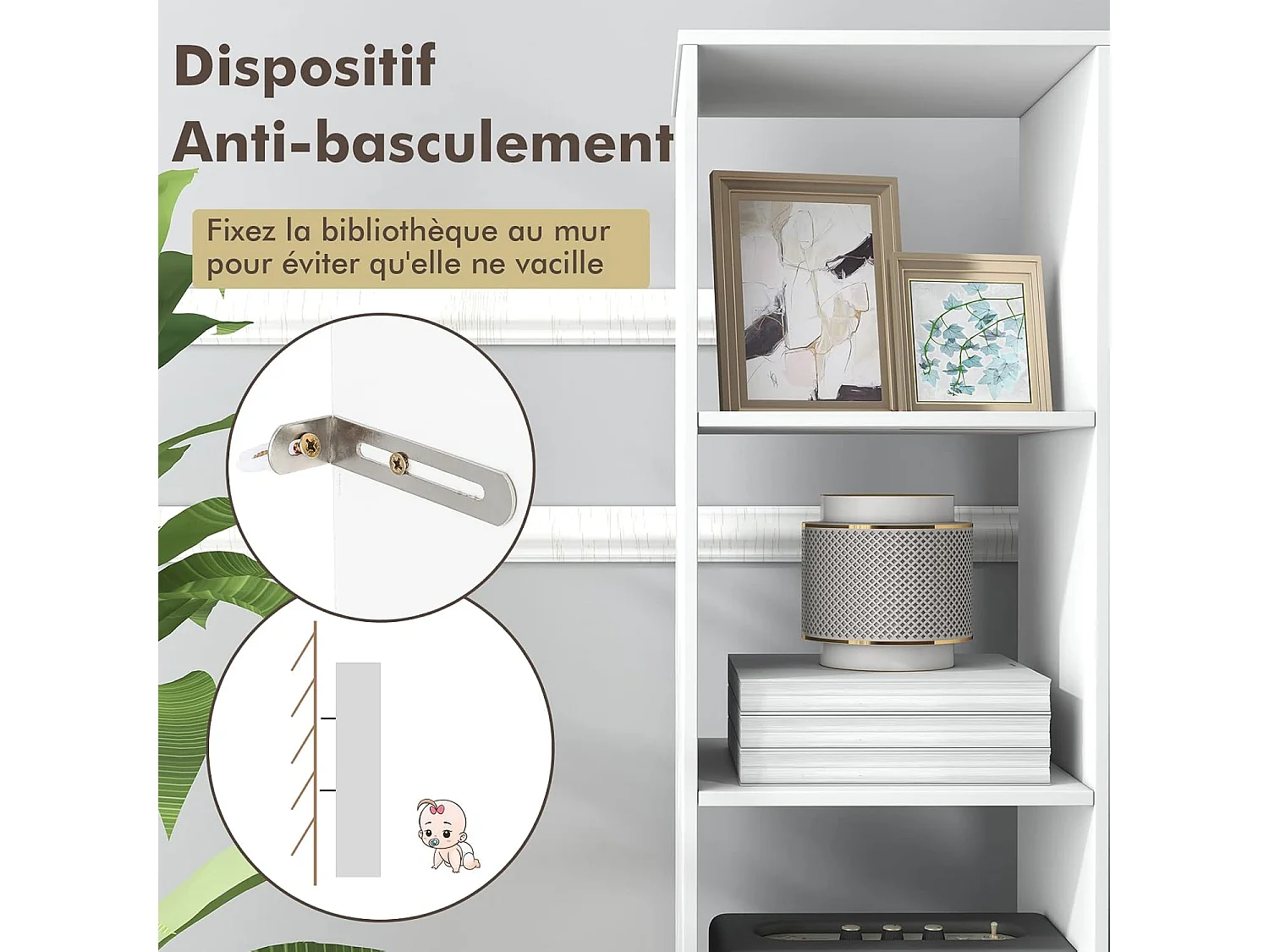 Bibliothèque Étagère Rangement à 5 Niveaux avec 4 Compartiments, Meuble Cube de Rangement en Bois pour Cuisine, Bureau, Salon, Salle d'Étude, 38 x 33 x 142 cm