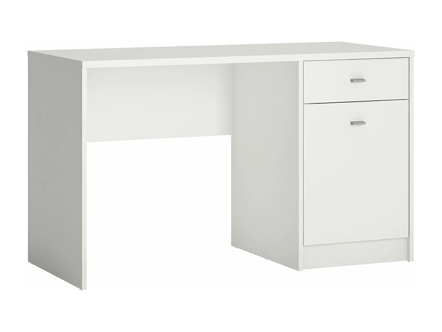 Bureau en bois BARZA 1 porte 1 tiroir 120 x 73 x 56 cm Blanc, Avec espace de Rangement