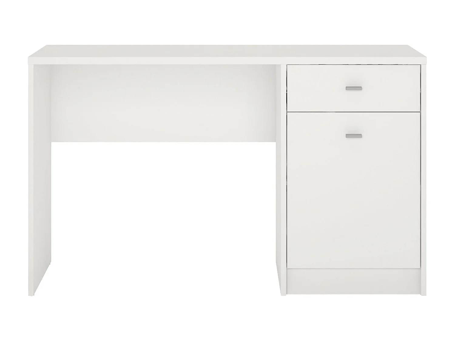 Bureau en bois BARZA 1 porte 1 tiroir 120 x 73 x 56 cm Blanc, Avec espace de Rangement