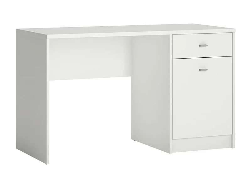 Bureau en bois BARZA 1 porte 1 tiroir 120 x 73 x 56 cm Blanc, Avec espace de Rangement