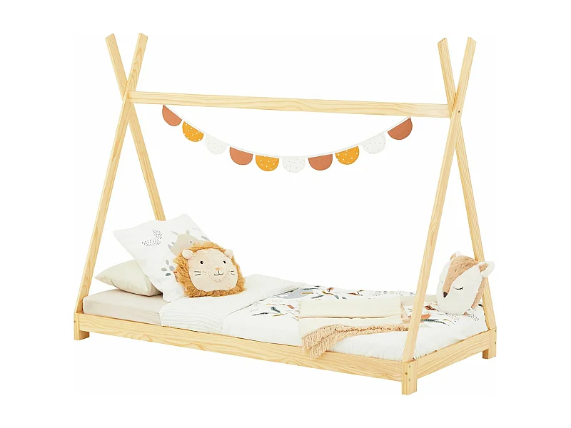 Lit montessori tipi ELIN, 90 x 190 cm lit cabane enfant en pin massif vernis naturel