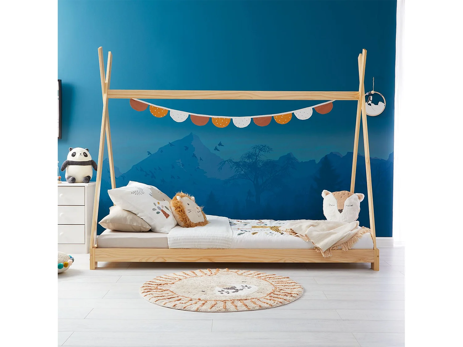 Lit montessori tipi ELIN, 90 x 190 cm lit cabane enfant en pin massif vernis naturel
