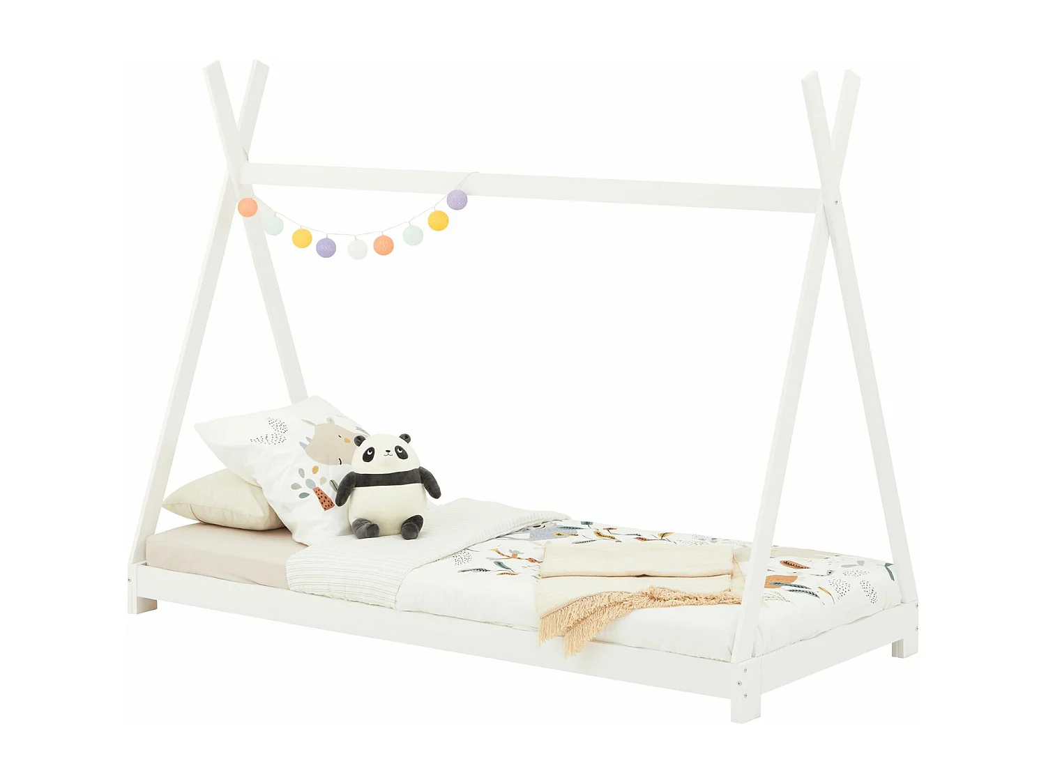 Lit montessori tipi ELIN, 90 x 190 cm lit cabane enfant en pin massif lasuré blanc