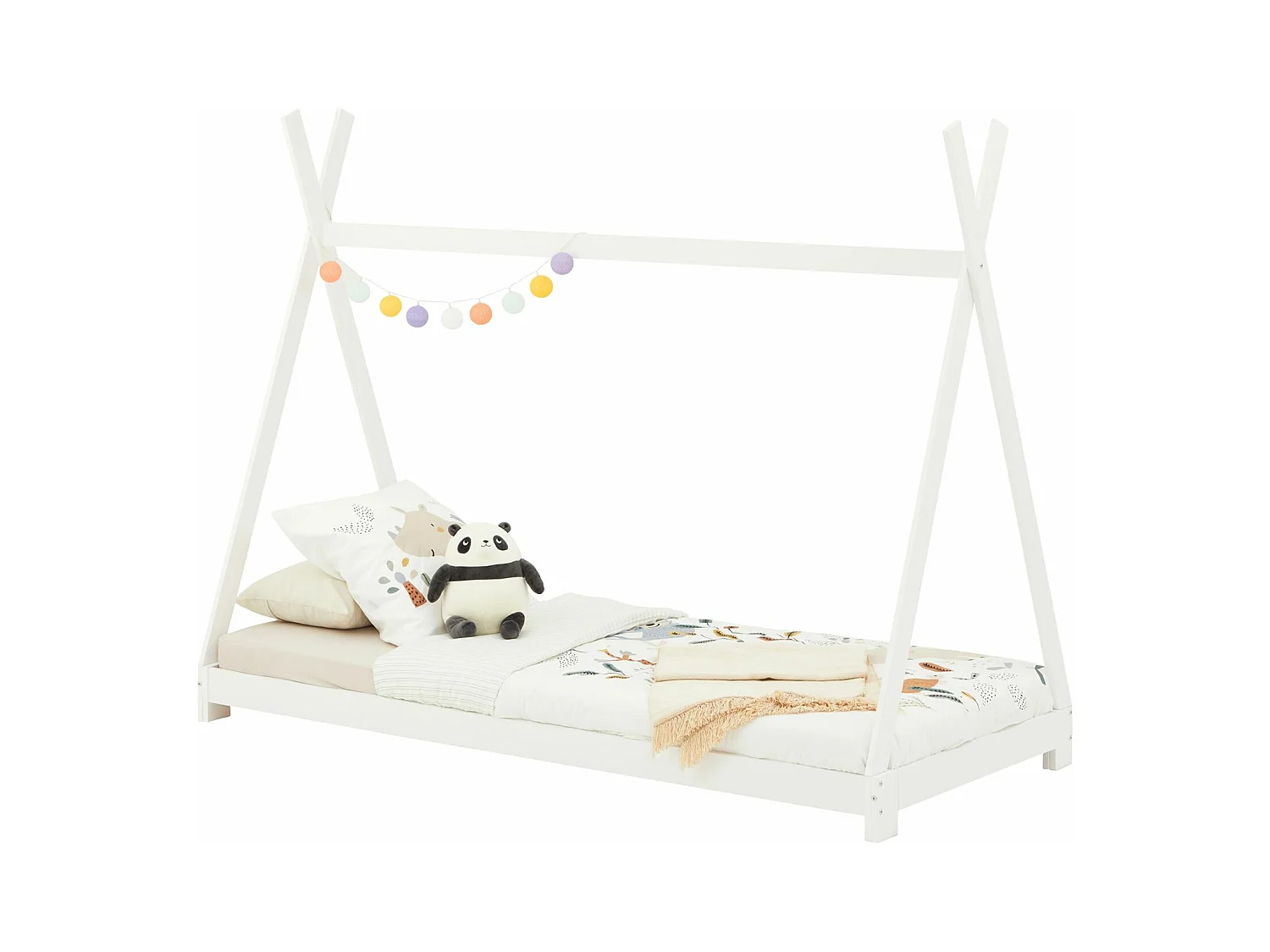 Lit montessori tipi ELIN, 90 x 190 cm lit cabane enfant en pin massif lasuré blanc