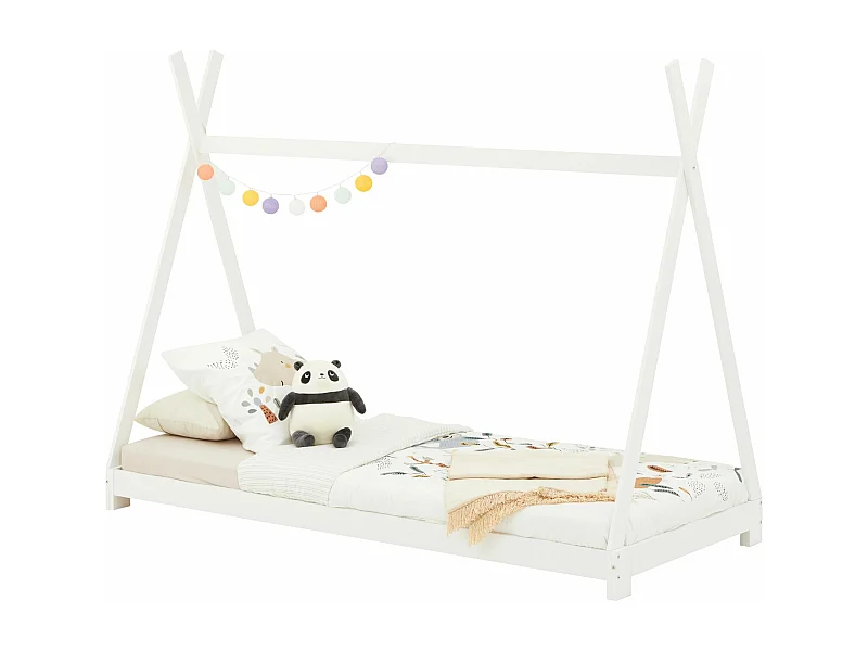 Lit montessori tipi ELIN, 90 x 190 cm lit cabane enfant en pin massif lasuré blanc