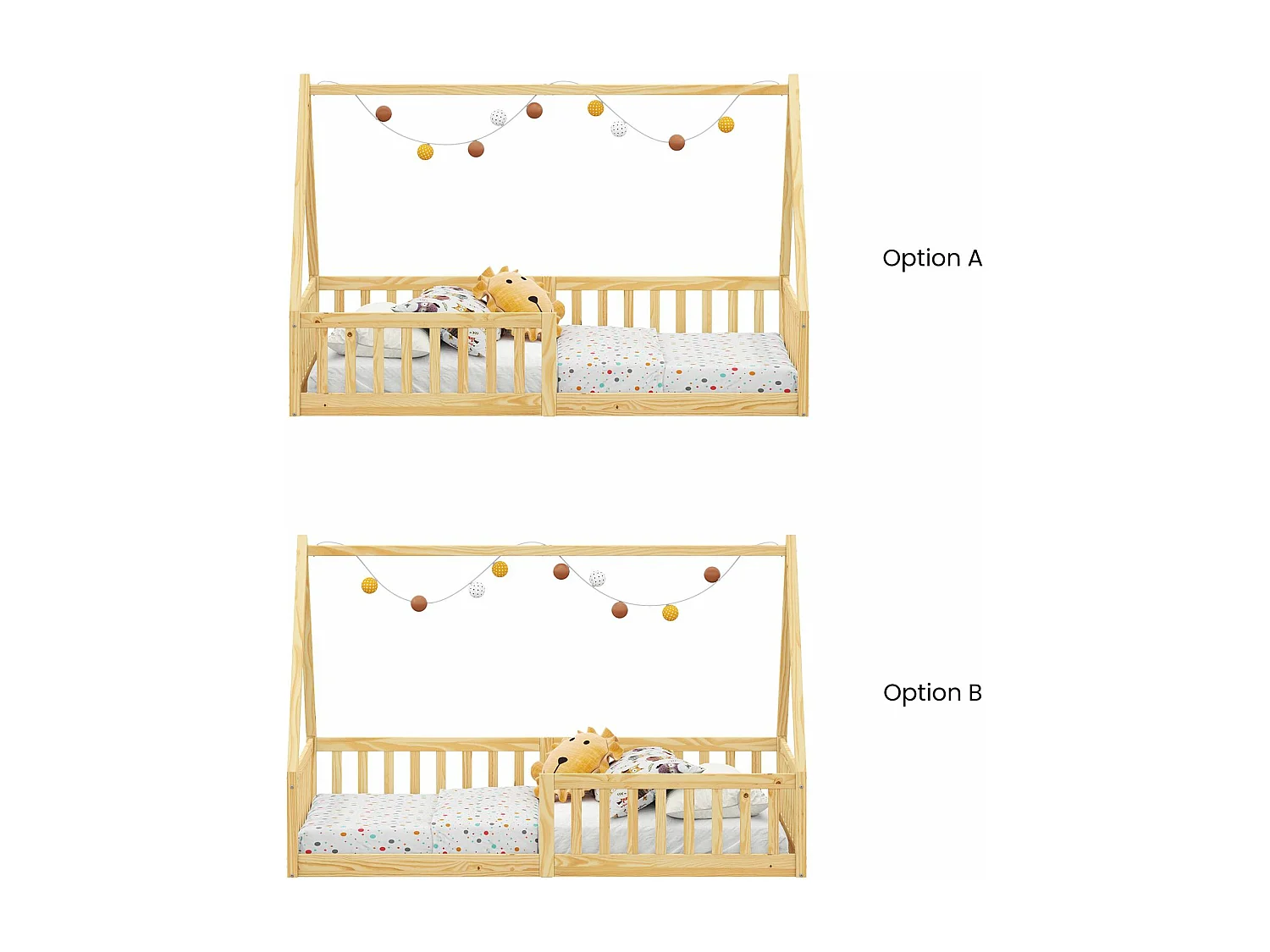IDIMEX Lit Cabane 90x190 NICOLAS Lit Enfant en Pin Massif, Lit Montessori avec Barrières, Couchage 90x190 cm, Coloris naturel