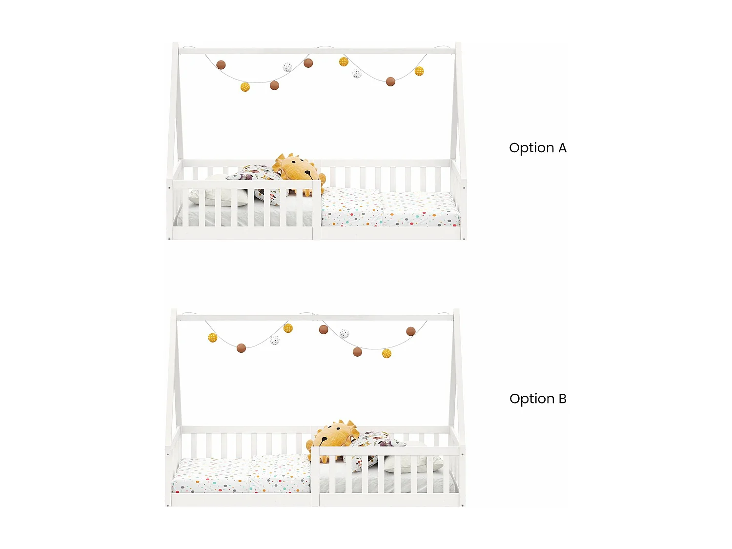 IDIMEX Lit Cabane 90x190 NICOLAS Lit Enfant en Pin Massif, Lit Montessori avec Barrières, Couchage 90x190 cm, Blanc