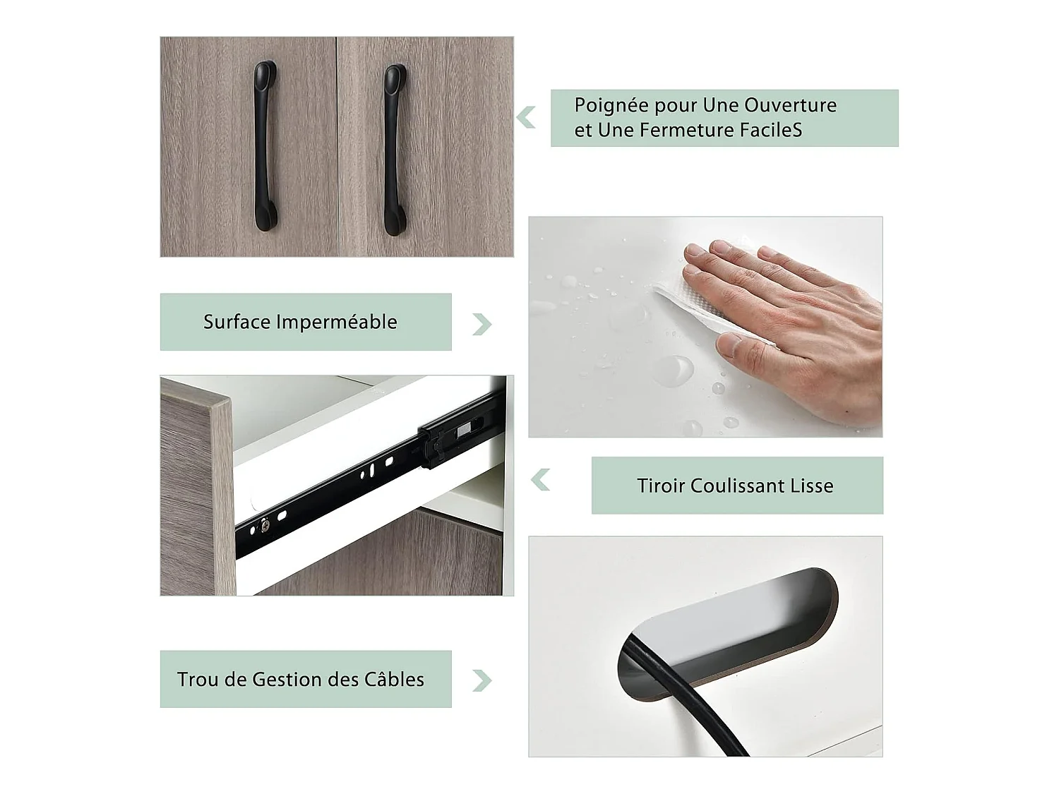 Buffet Cuisine, Armoire Cuisine Vaisselier 3 Portes avec Tiroir, Meuble Cuisine avec Passe-Câble, 3 Étagères, Placard de Cuisine, Kit Anti-basculement, 60 x 40 x 180 CM (Blanc)