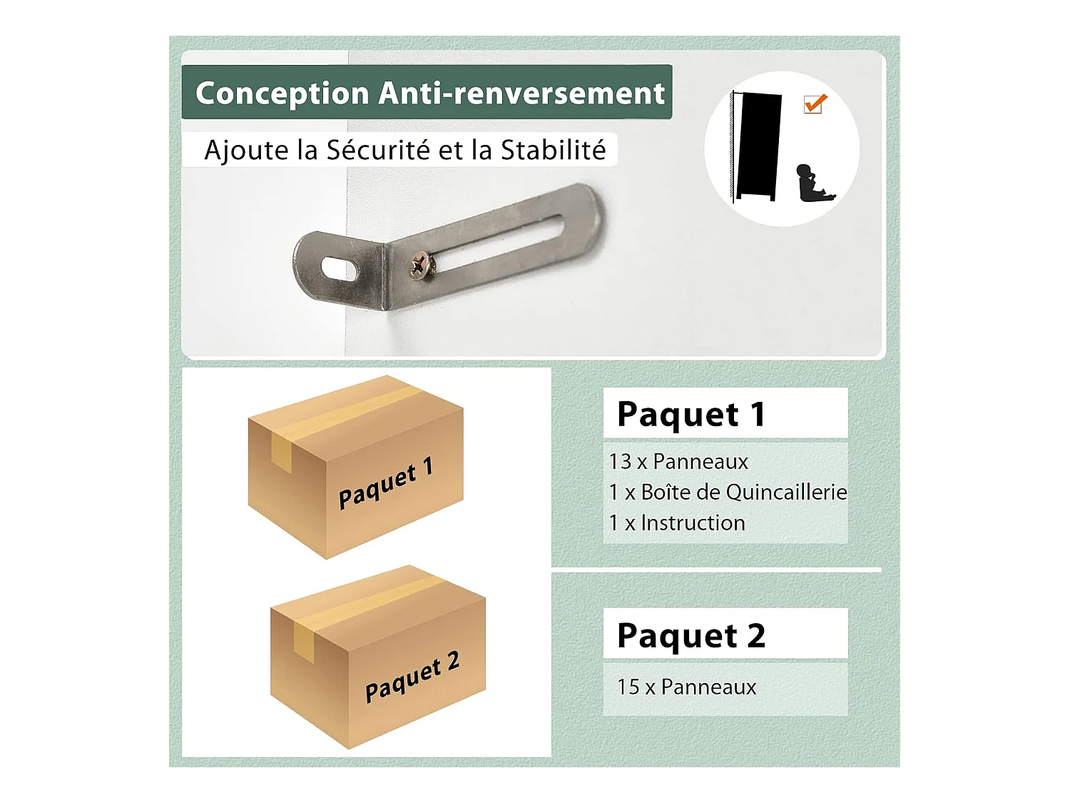 Buffet Cuisine, Armoire Cuisine Vaisselier 3 Portes avec Tiroir, Meuble Cuisine avec Passe-Câble, 3 Étagères, Placard de Cuisine, Kit Anti-basculement, 60 x 40 x 180 CM (Blanc)