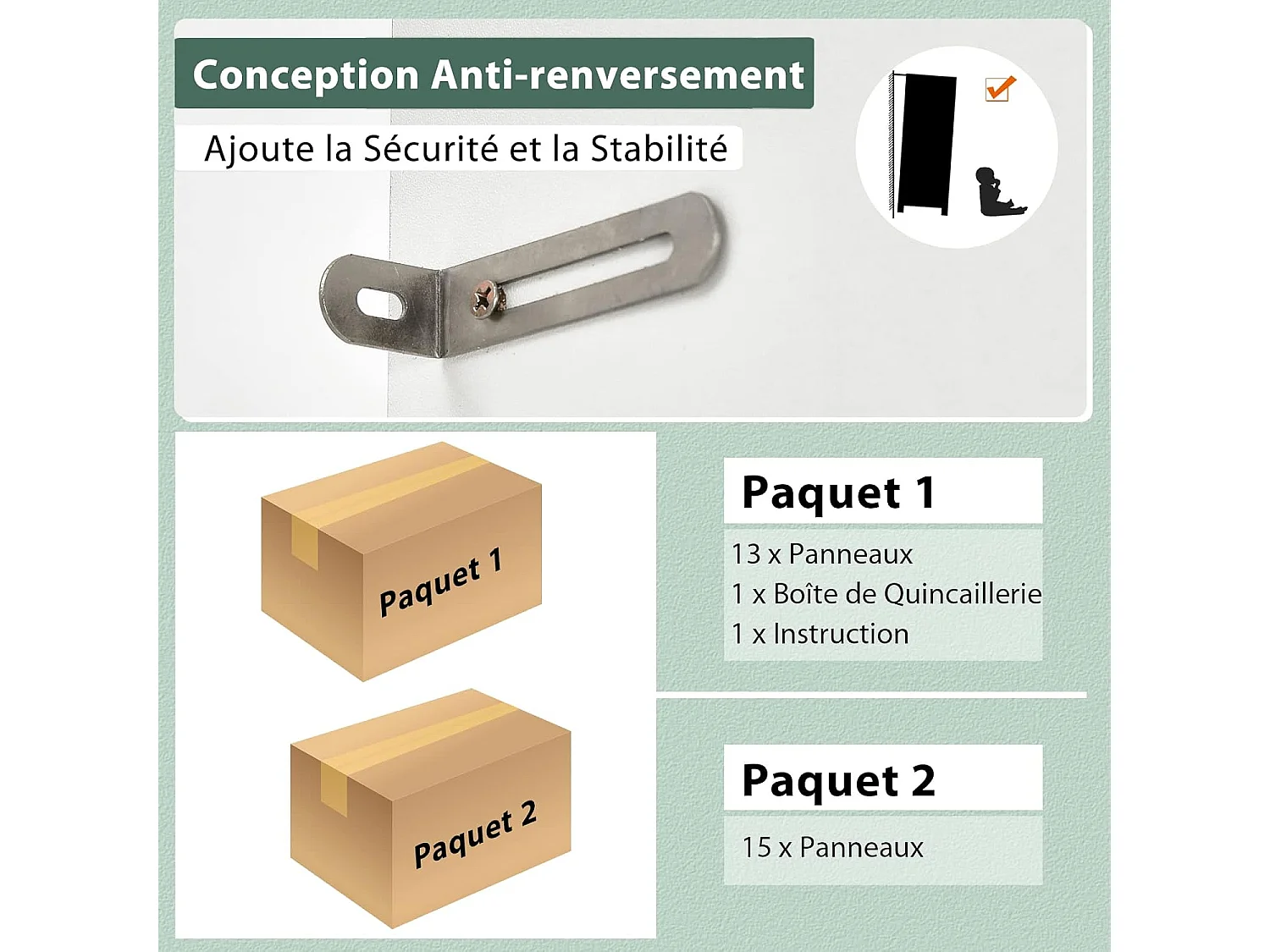 Buffet Cuisine, Armoire Cuisine Vaisselier 3 Portes avec Tiroir, Meuble Cuisine avec Passe-Câble, 3 Étagères, Placard de Cuisine, Kit Anti-basculement, 60 x 40 x 180 CM (Blanc)