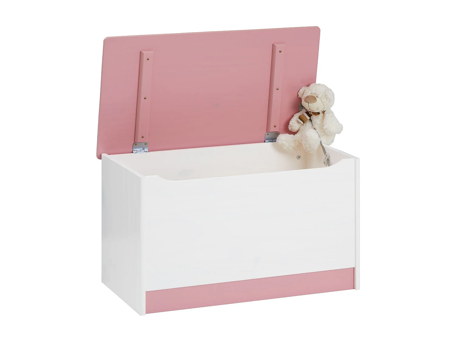Coffre à jouets HANNAH coffre de rangement pin massif lasuré blanc rose