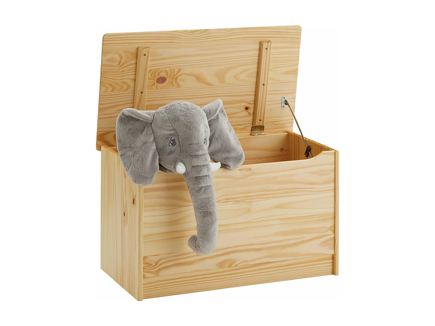 Coffre à jouets HANNAH coffre de rangement malle rectangulaire avec abattant, en pin massif recouvert d'un vernis naturel