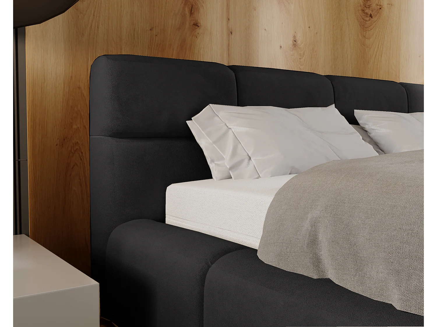 Emporius bed met opbergruimte 140x200 Oslo - tweepersoonsbed met bedlade, gestoffeerd bed Zwart (Magic Velvet 2219)