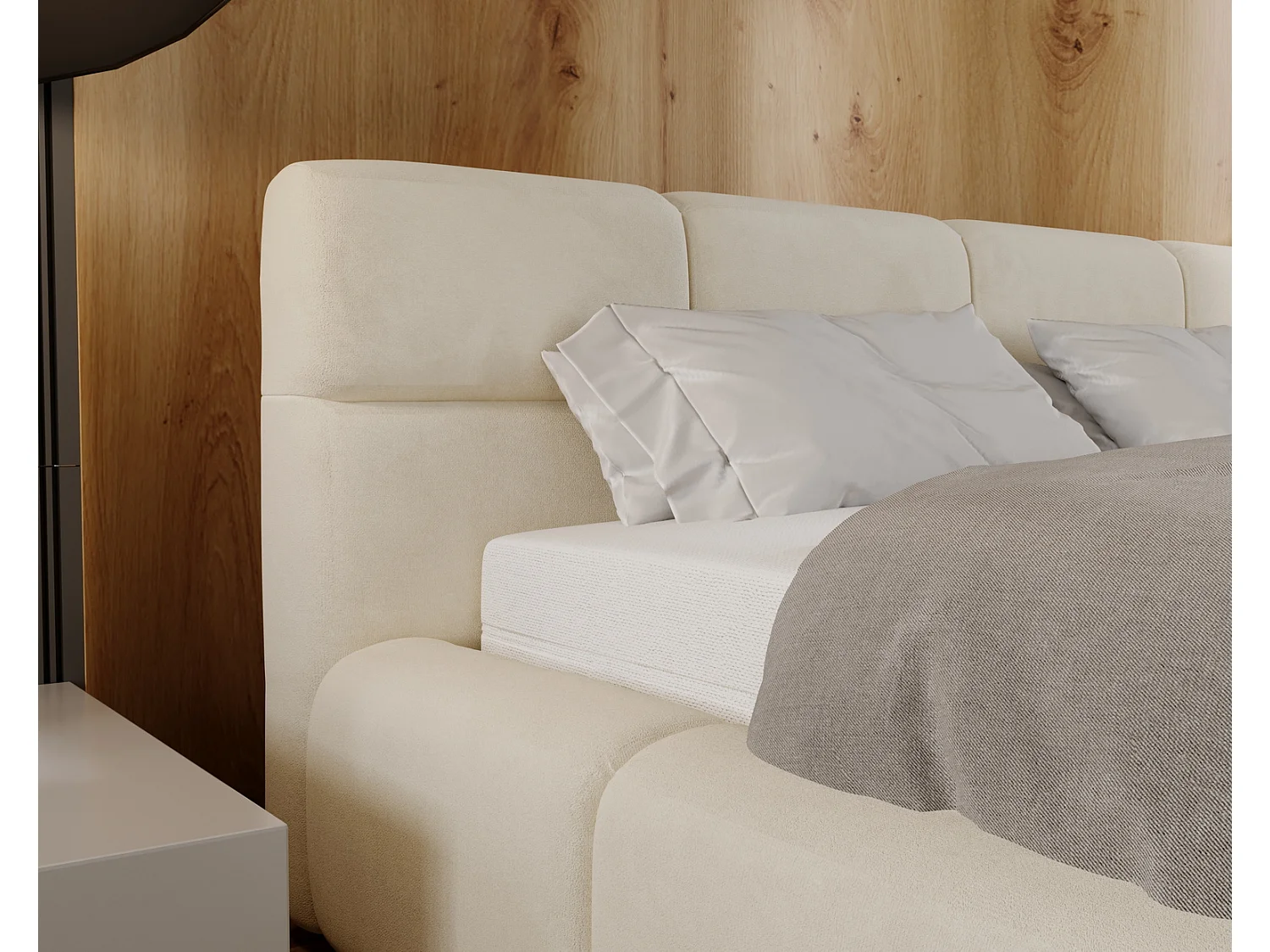 Emporius Polsterbett mit Lattenrost, Bettkasten - Doppelbett 160x200 cm Palermo - Velvet stoff Hellgrau (Jasmine 90)