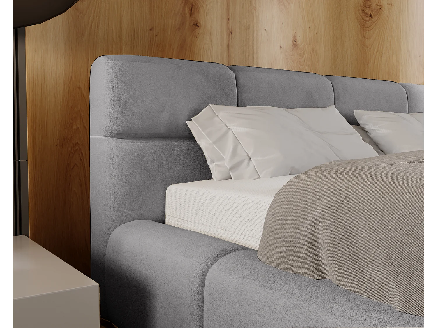 Emporius Lit coffre 180x200 cm Oslo - Lit avec Rangement, lit rembourrée Gris clair (Magic Velvet 2218)