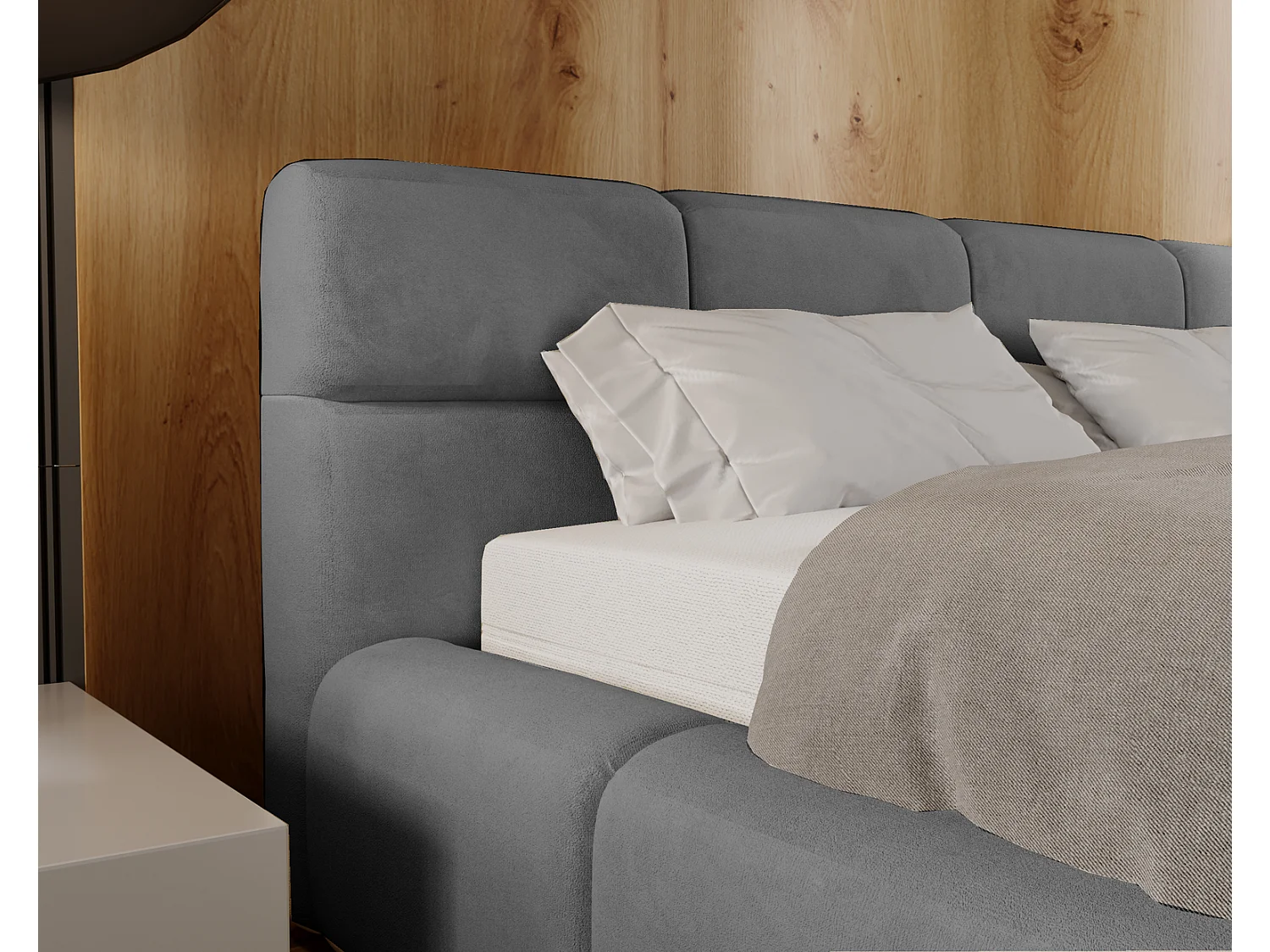 Emporius Lit coffre 140x200 cm Oslo - Lit avec Rangement, lit rembourrée Gris (Magic Velvet 2217)