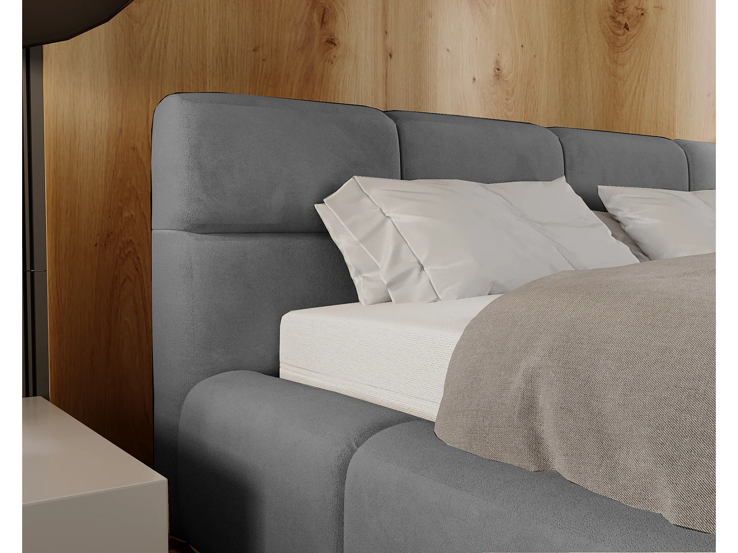 Emporius Lit coffre 140x200 cm Oslo - Lit avec Rangement, lit rembourrée Gris (Magic Velvet 2217)