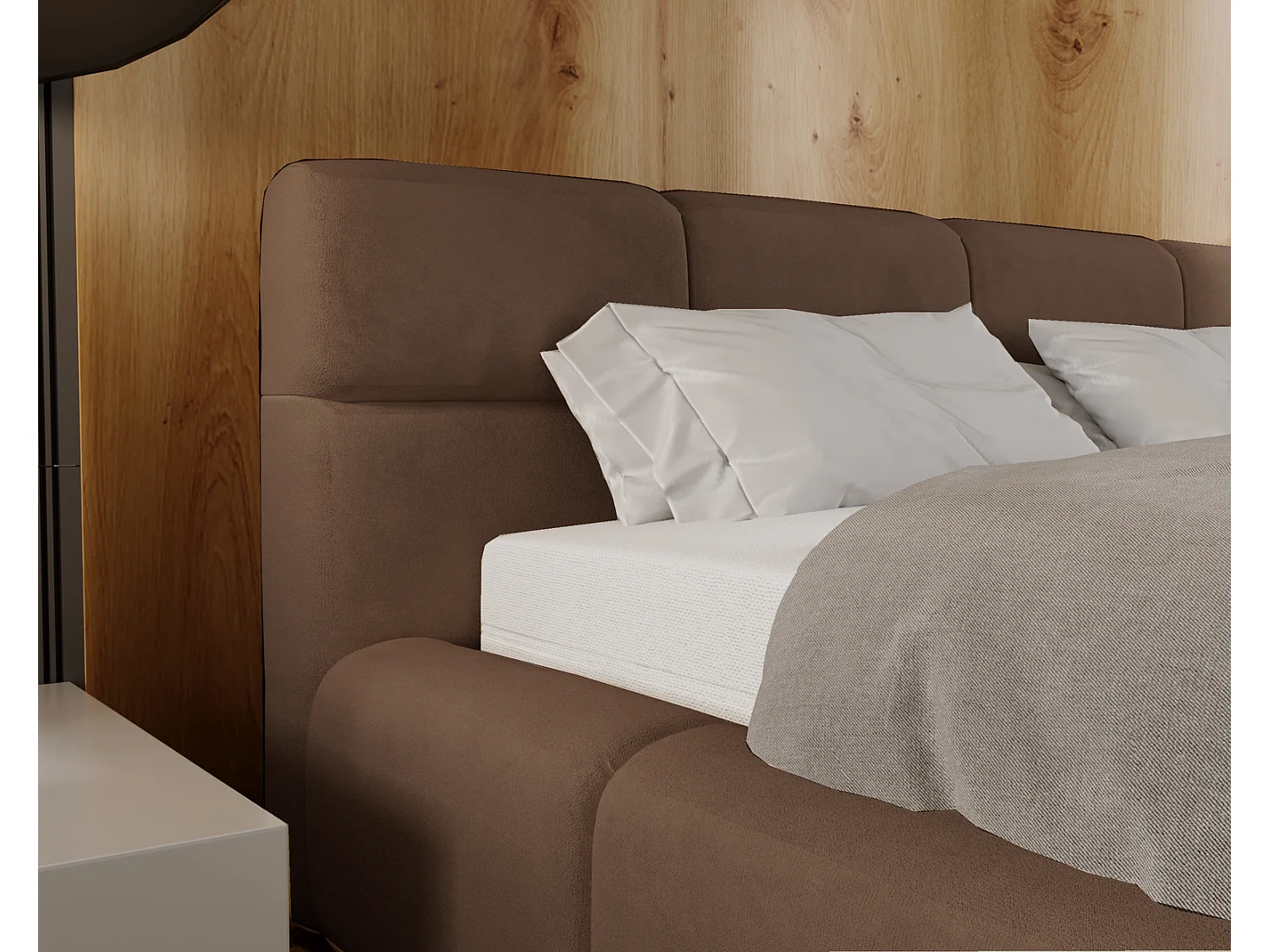 Emporius bed met opbergruimte 160x200 Oslo - tweepersoonsbed met bedlade, gestoffeerd bed Bruin (Magic Velvet 2205)