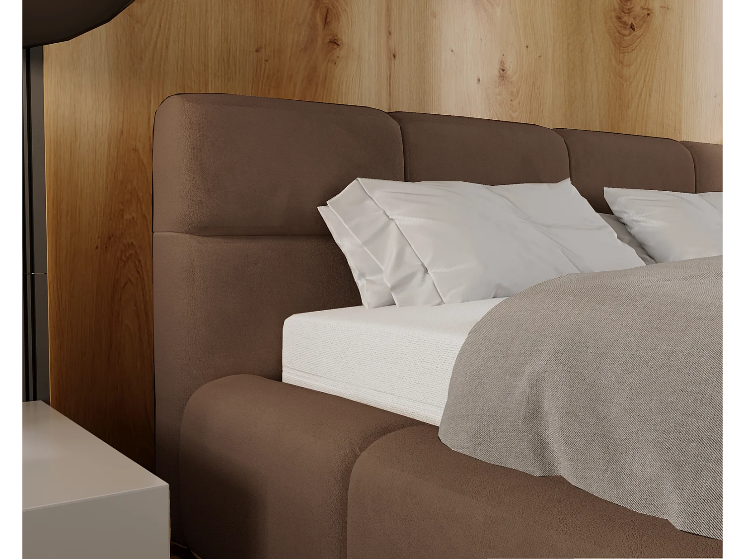 Emporius bed met opbergruimte 160x200 Oslo - tweepersoonsbed met bedlade, gestoffeerd bed Bruin (Magic Velvet 2205)