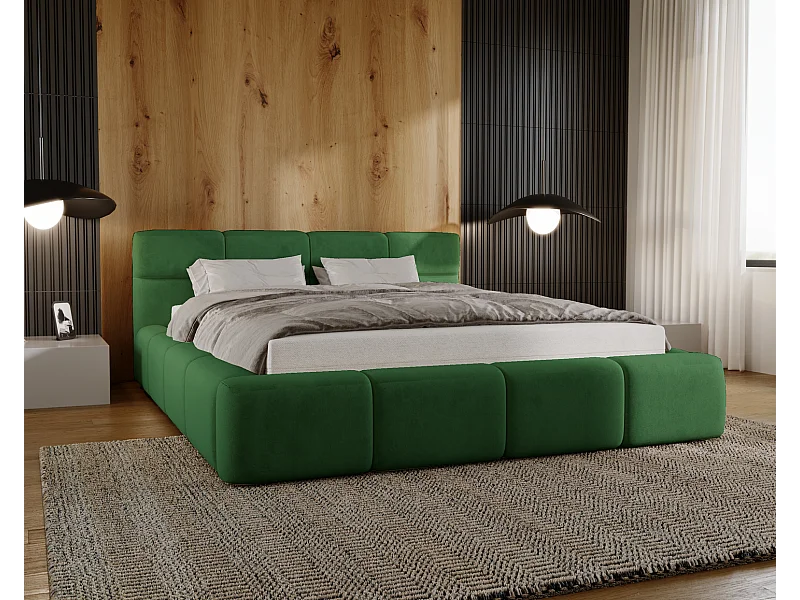 Emporius bed met opbergruimte 160x200 Oslo - tweepersoonsbed met bedlade, gestoffeerd bed Groen (Magic Velvet 2225)