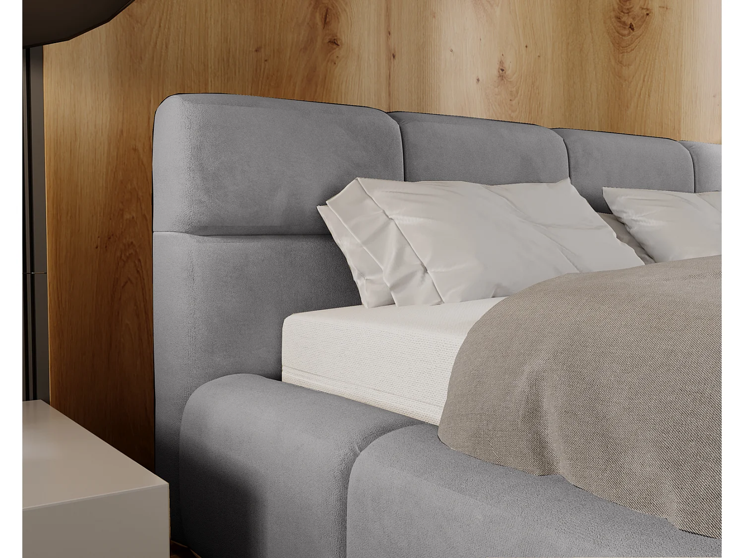 Emporius bed met opbergruimte 140x200 Oslo - tweepersoonsbed met bedlade, gestoffeerd bed Lichtgrijs (Magic Velvet 2218)