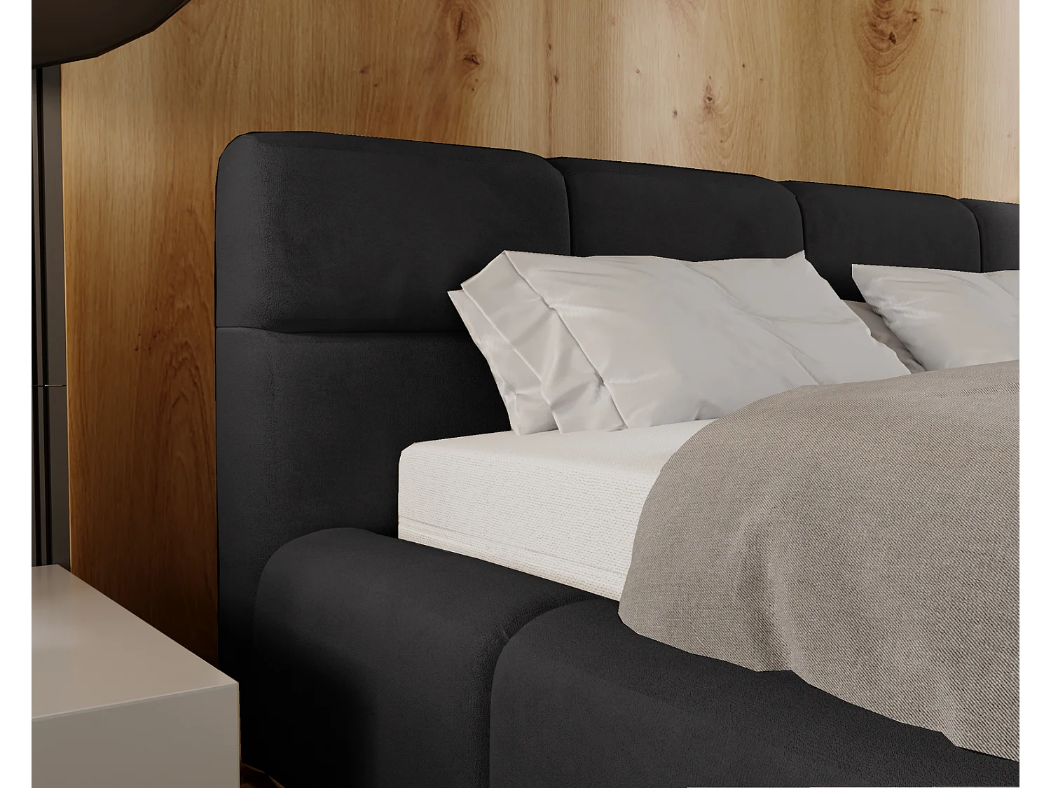 Emporius Lit coffre 160x200 cm Oslo - Lit avec Rangement, lit rembourrée Noir (Magic Velvet 2219)