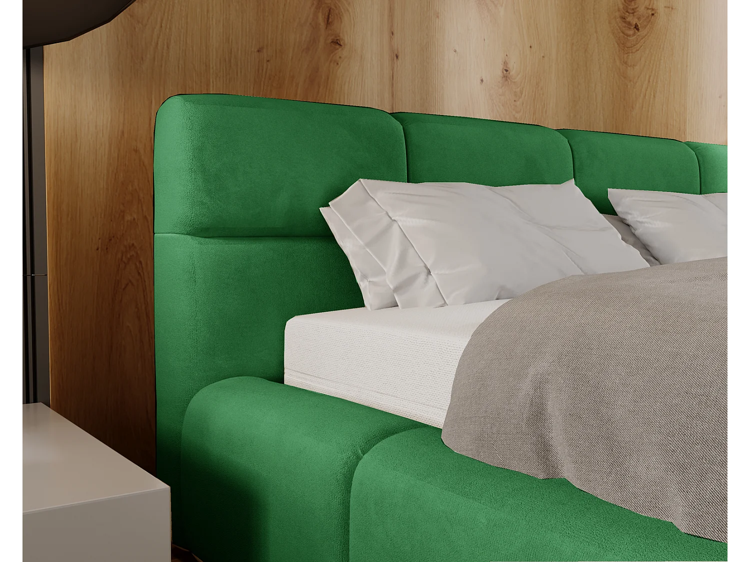 Emporius bed met opbergruimte 140x200 Oslo - tweepersoonsbed met bedlade, gestoffeerd bed Groen (Magic Velvet 2225)