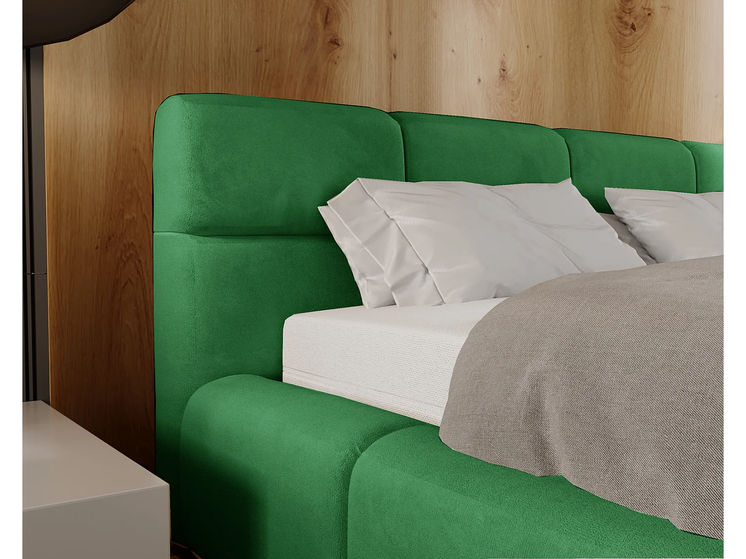 Emporius Lit coffre 140x200 cm Oslo - Lit avec Rangement, lit rembourrée Vert (Magic Velvet 2225)