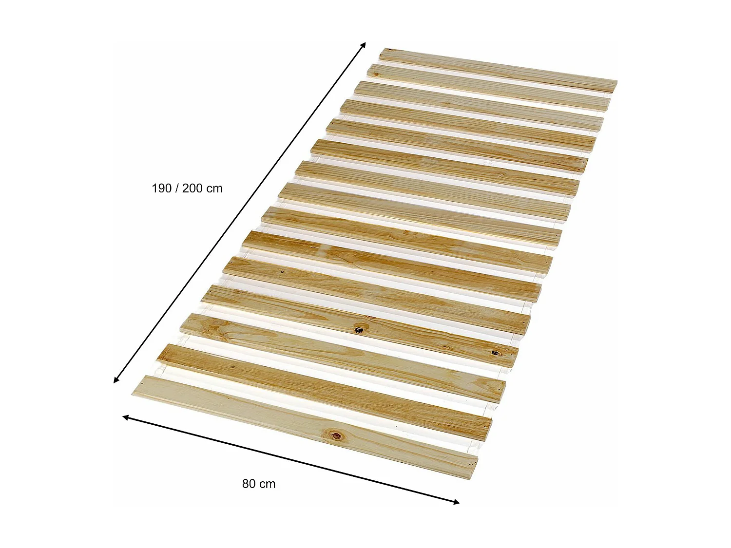 Sommier en pin massif, 15 lattes sans cadre, compatible couchage 80x190 et 80x200 cm