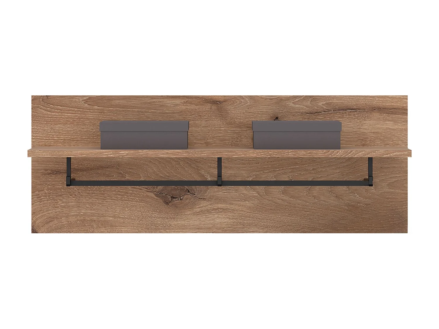 Portemanteau mural HERA avec étagère et 3 patères en bois, 88 x 33 x 31 cm, Pour couloir ou entrée moderne, Coloris chêne