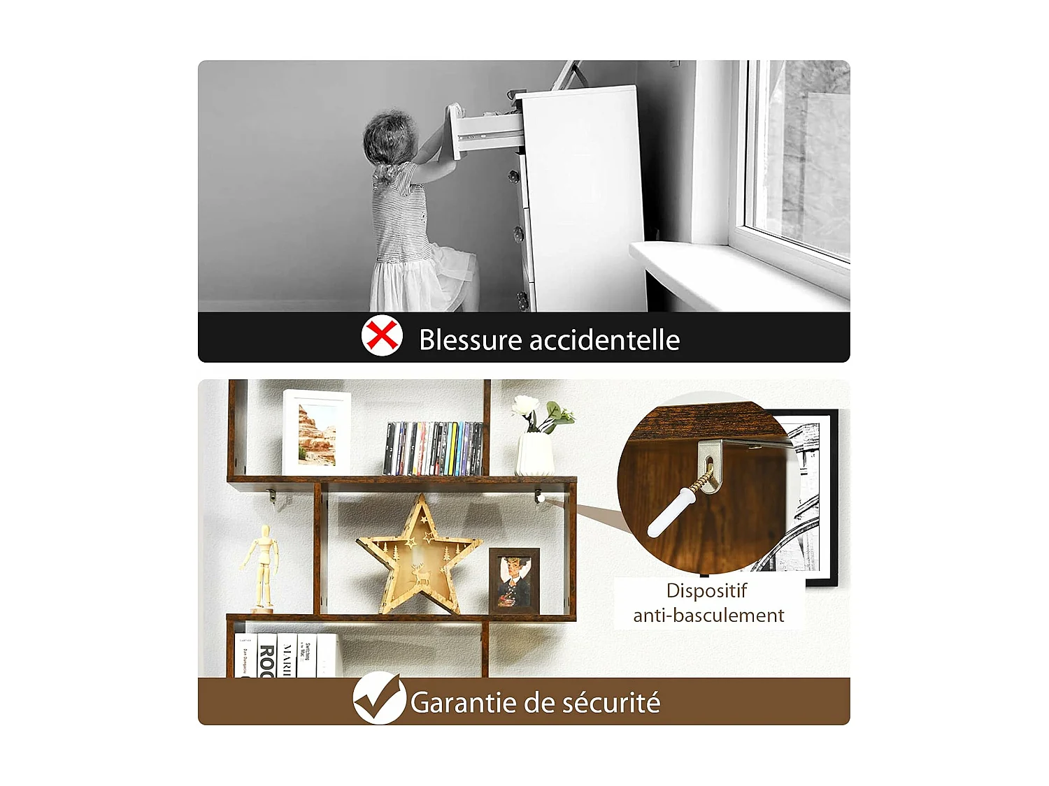 Bibliothèque/étagère de rangement à 6 niveaux-80x23x191 cm en forme de s café