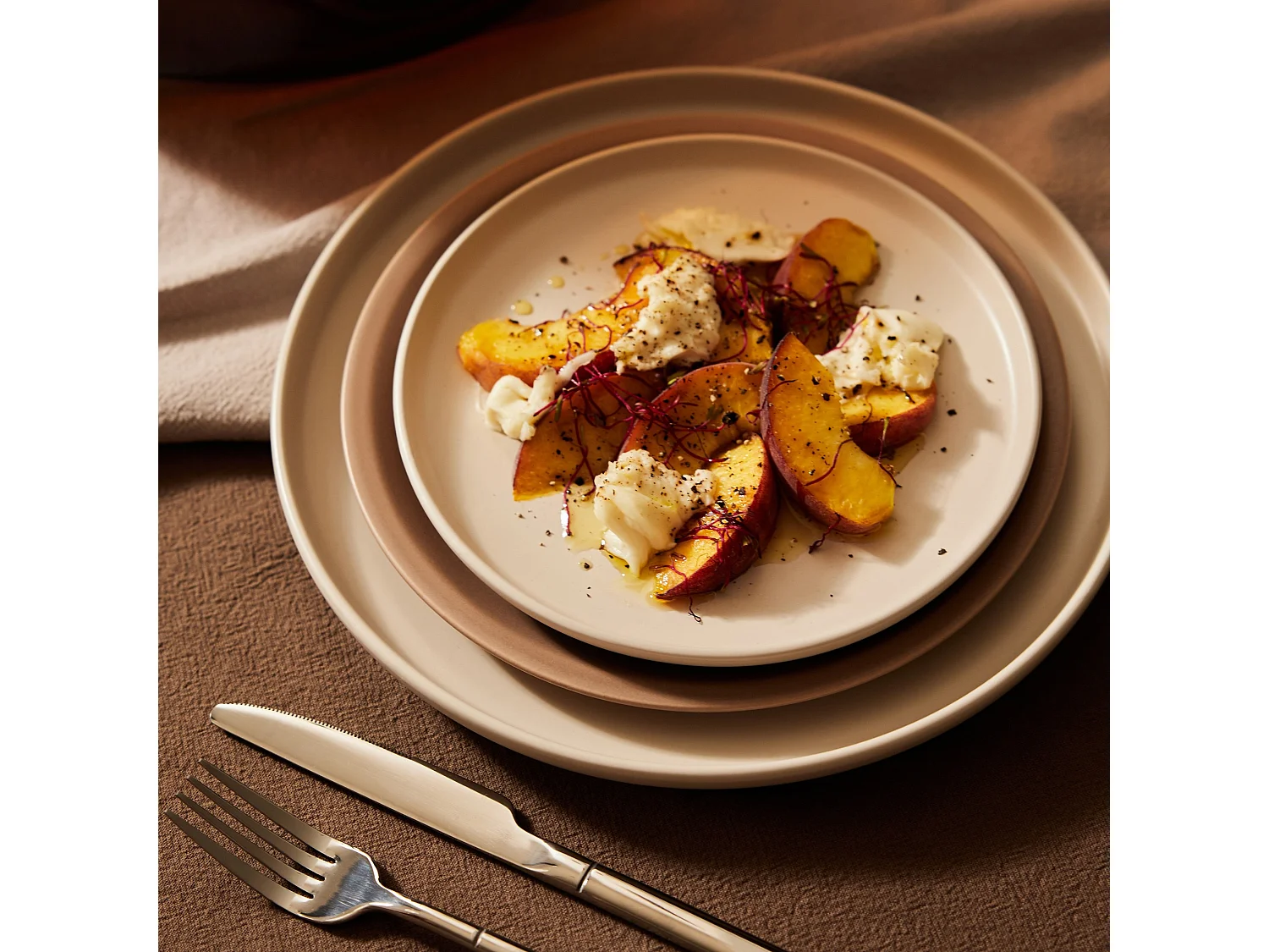 Dessertteller Sueno mittelbraun 19,8 cm