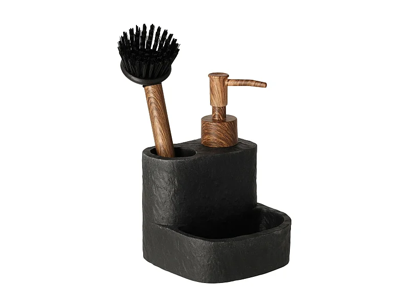 Distributeur Avec Support Pour Éponge Et Brosse Vastoni Noir Moyen 16 x 11 x 12