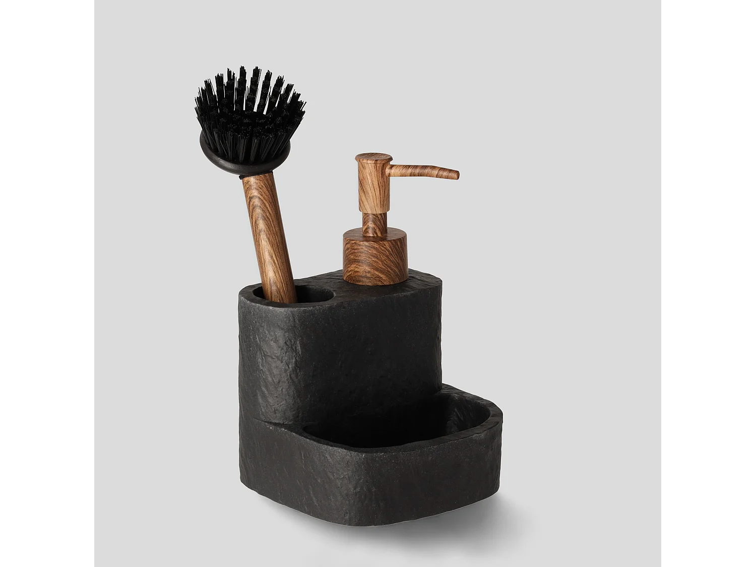 Distributeur Avec Support Pour Éponge Et Brosse Vastoni Noir Moyen 16 x 11 x 12