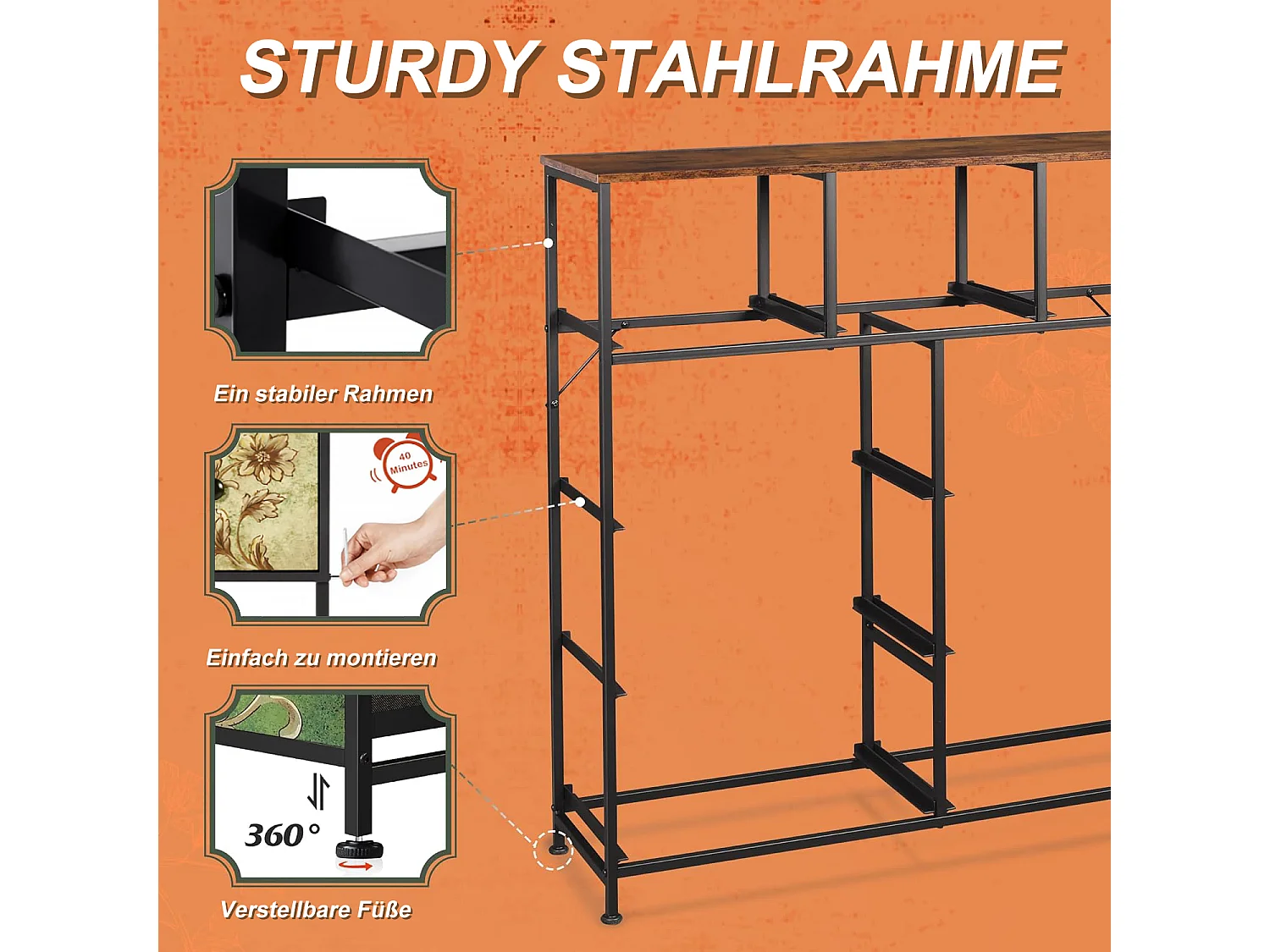 Commode 100 cm, avec 9 tiroirs de rangement, motif vintag, meuble de salon en bois - Multicolore