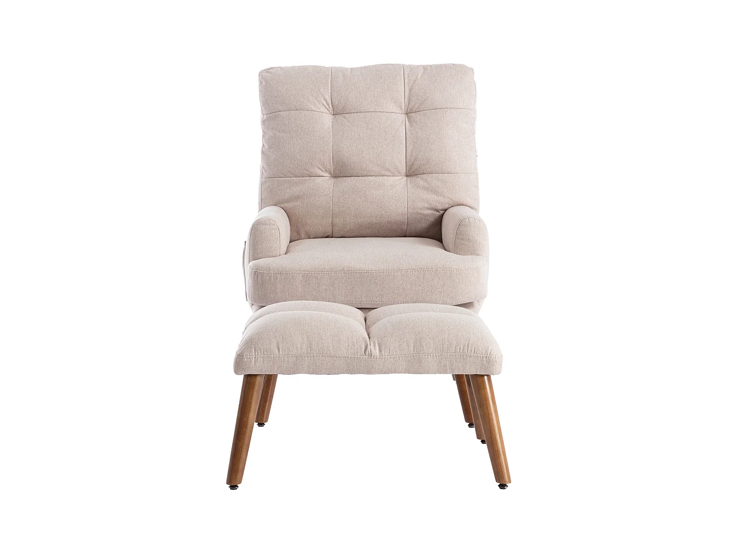 Chaise longue avec repose-pieds, dossier réglable sur 10 niveaux, inclinable, chaise avec étagère latérale-beige