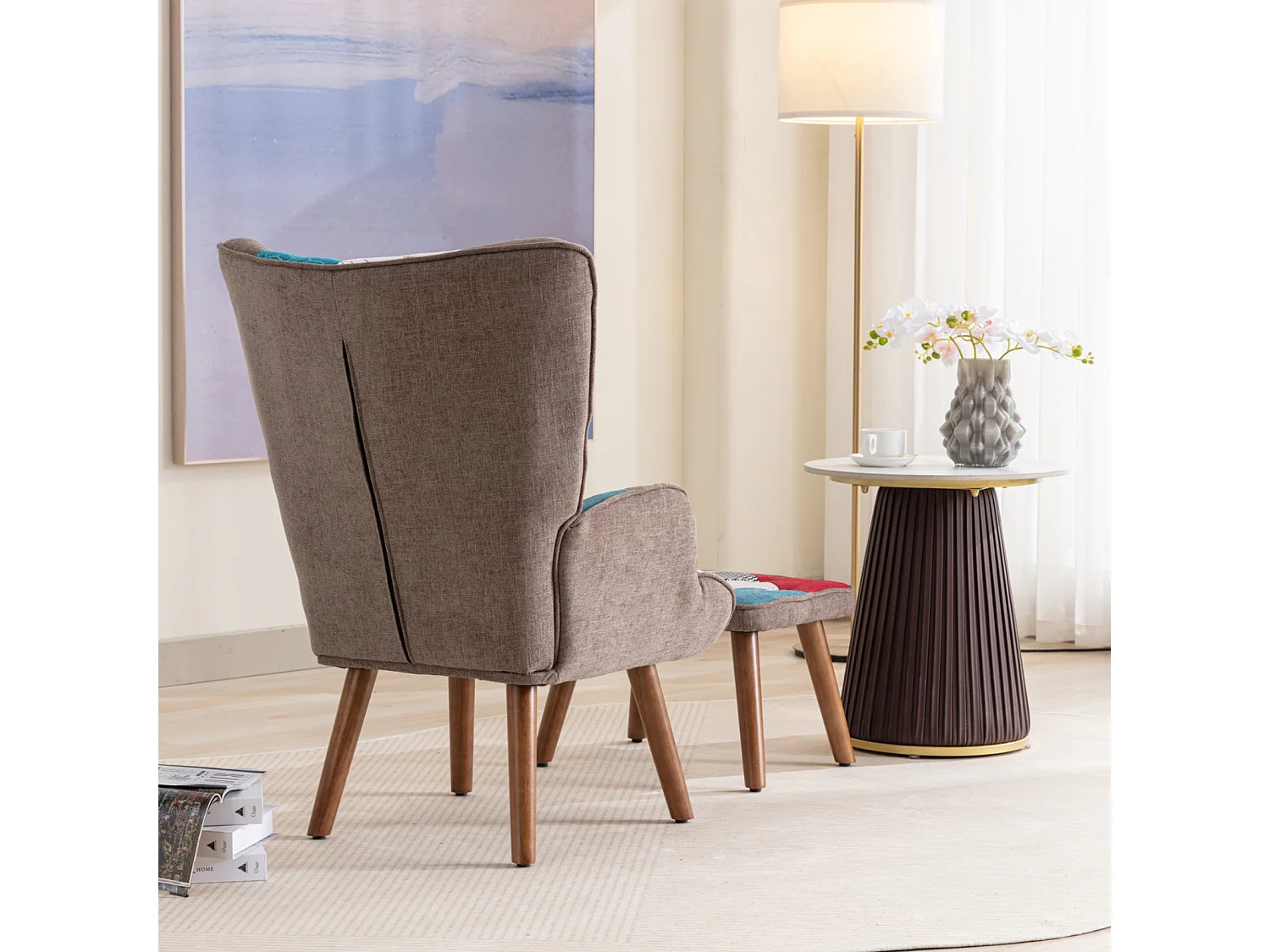 Fauteuil relax, Fauteuil avec repose-pieds, dossier et coussin, combinaison de chaise de loisirs de salon