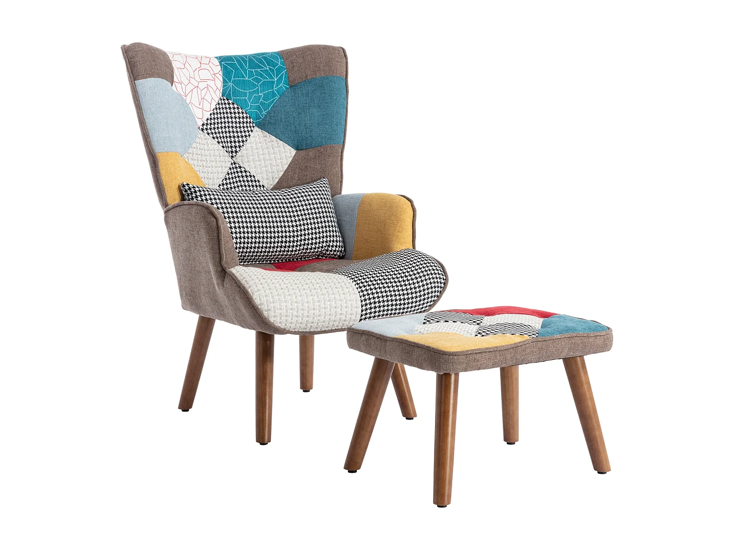 Fauteuil relax, Fauteuil avec repose-pieds, dossier et coussin, combinaison de chaise de loisirs de salon