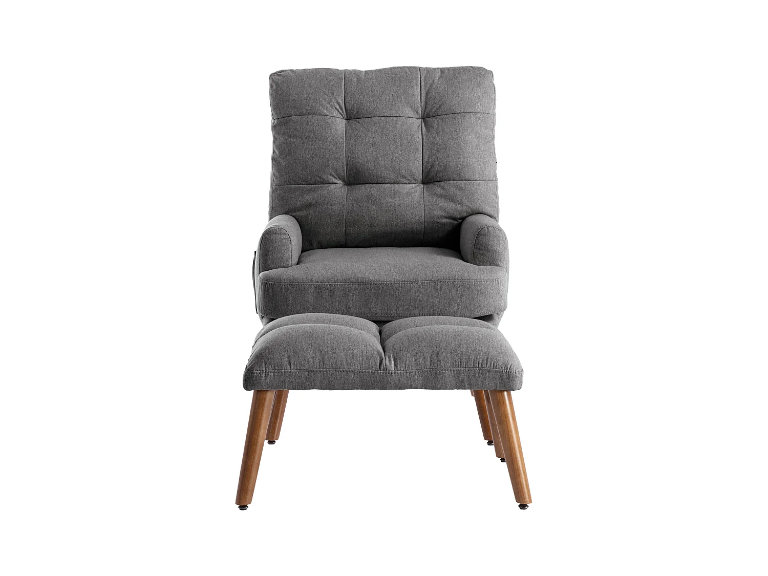 Chaise longue avec repose-pieds, dossier réglable sur 10 niveaux, inclinable, chaise avec étagère latérale-Gris