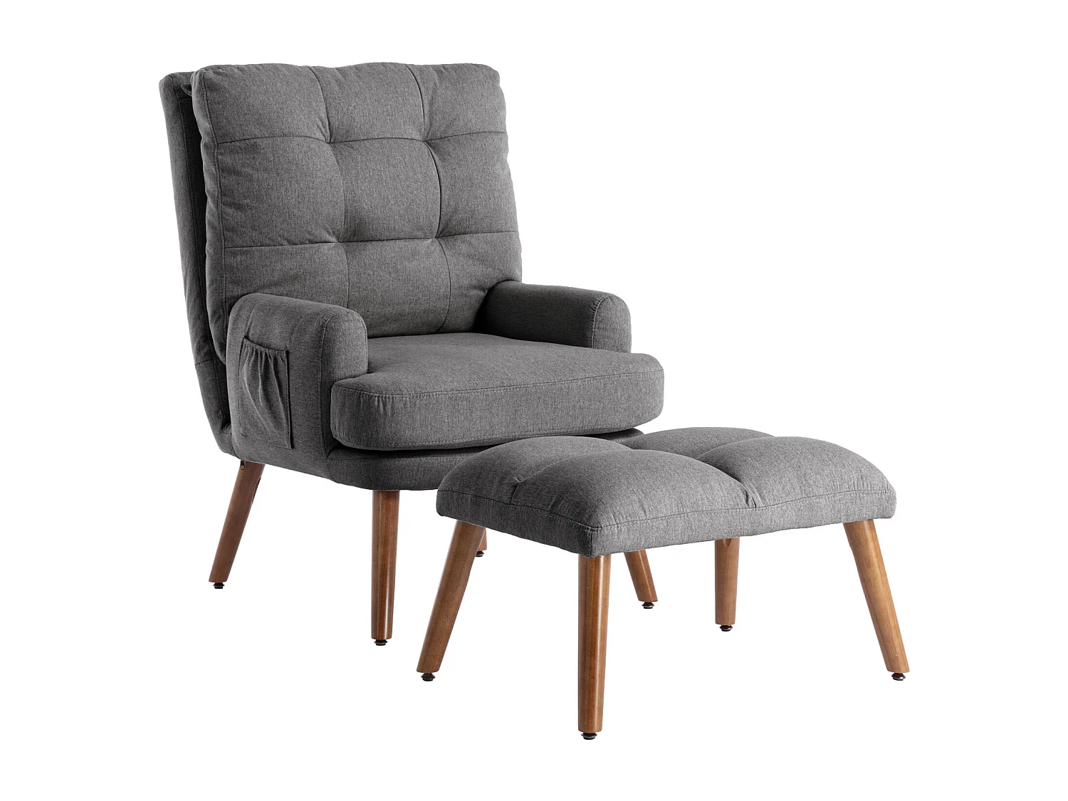 Chaise longue con poggiapiedi, schienale regolabile in 10 posizioni, reclinabile, sedia con ripiano laterale-Grigio