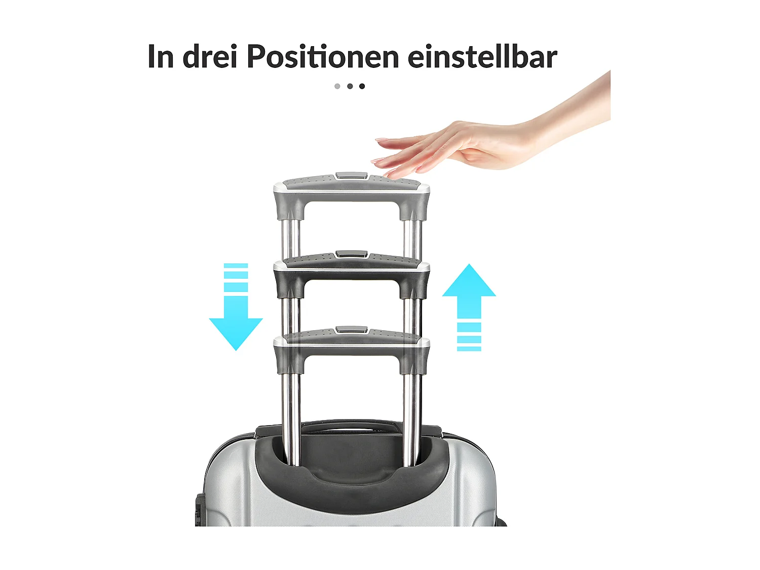 Lot de 3 valises à rayures, pratique pour les voyages,  gris