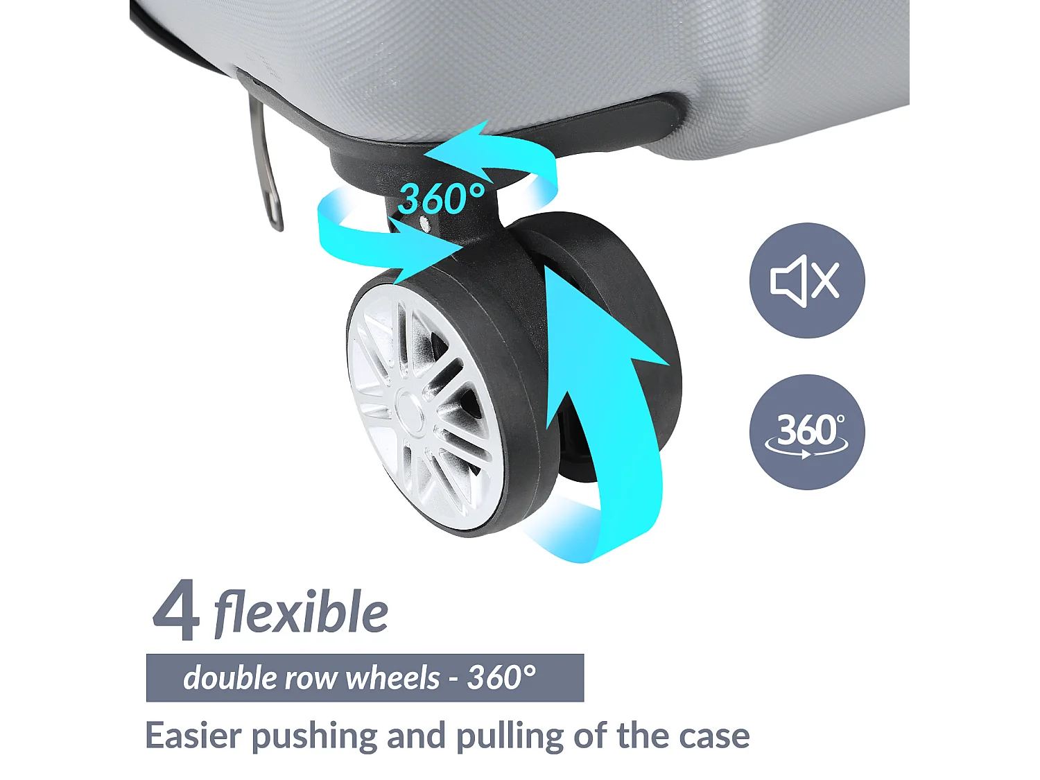 Lot de 3 valises à rayures, pratique pour les voyages,  gris