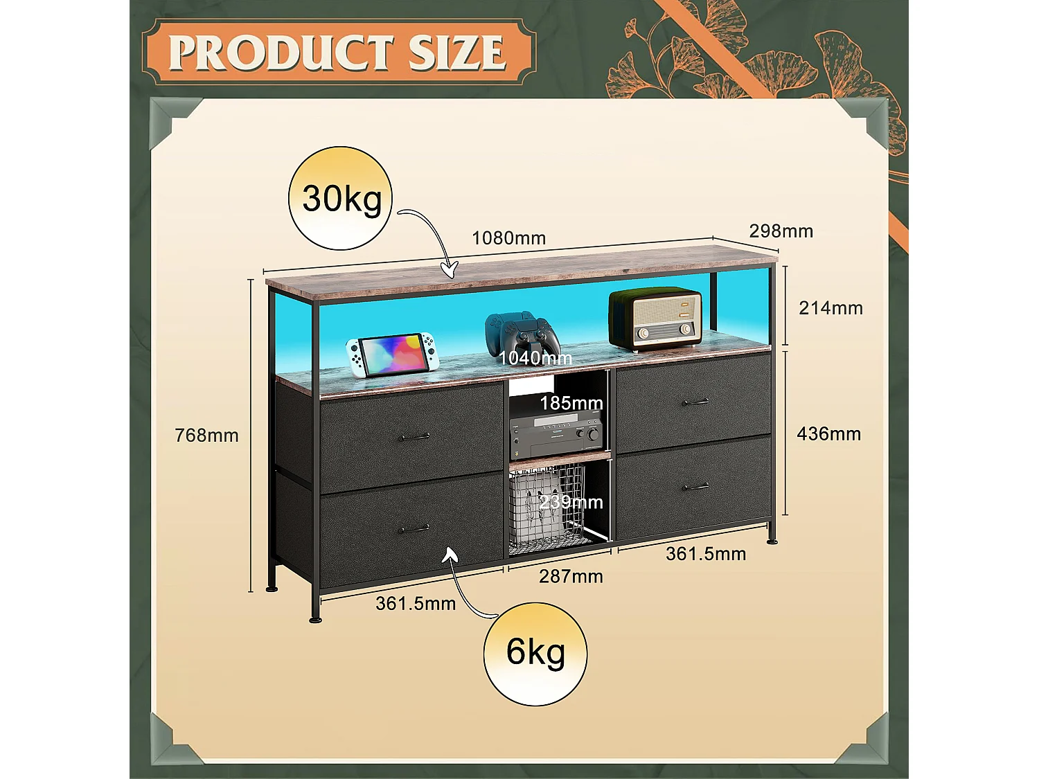 Meuble TV, Meuble TV avec 4 tiroirs, salon, salle de divertissement,chambre à coucher, Noir