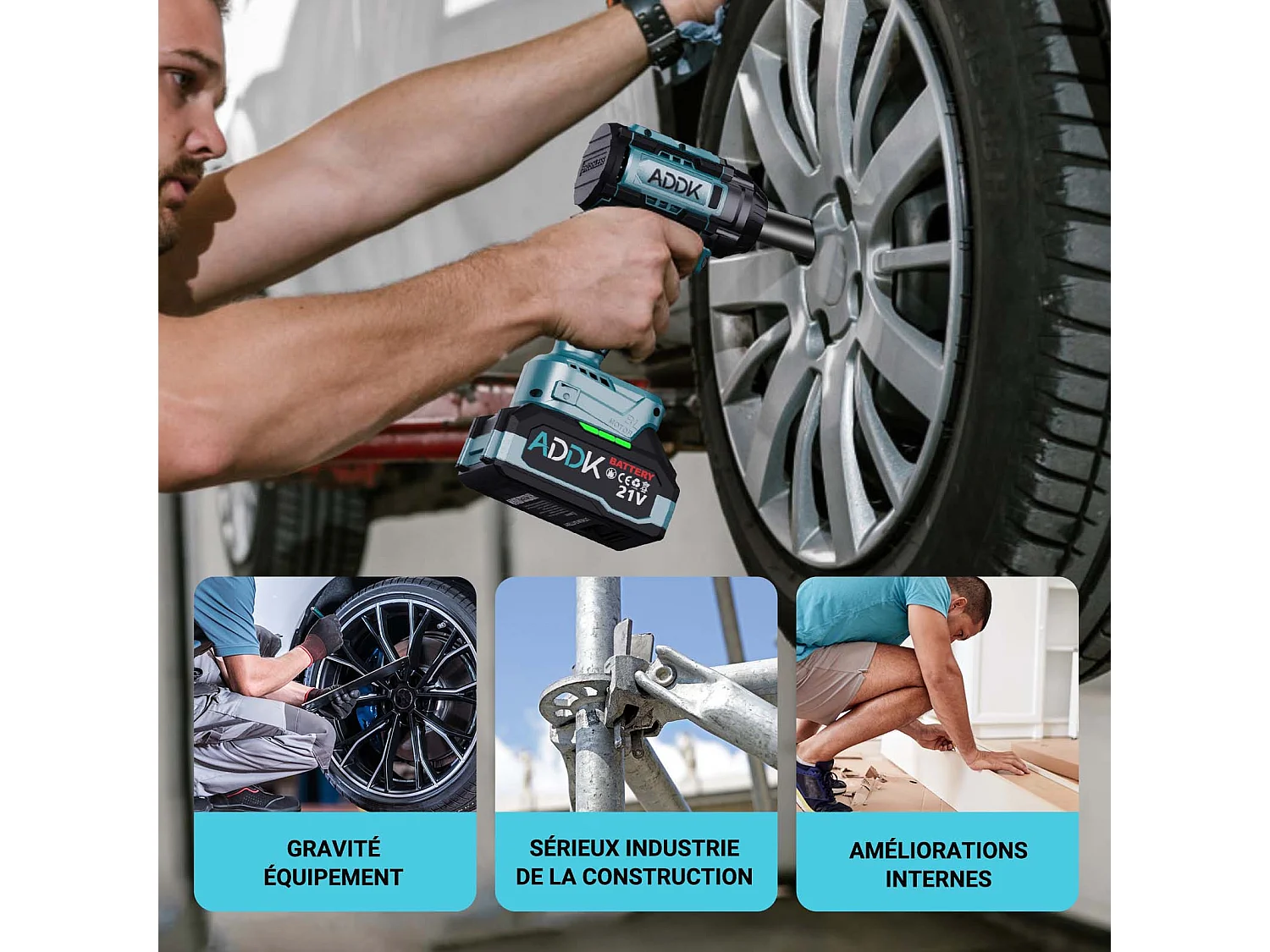 1/2" 1000N.M Brushless Electric Impact Wrench,21V 2x4.0Ah Batteries, 6 Speed ​​2600RPM for Truck Car Tire Change