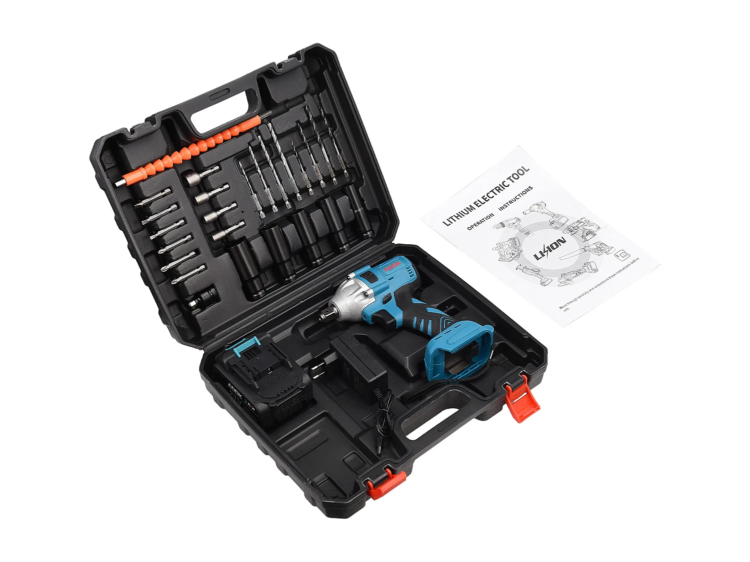 Clé à chocs sans fil 3 en 1, clé à chocs 21 V avec 1 batterie 3,0 Ah, boulons de roue, 25 accessoires