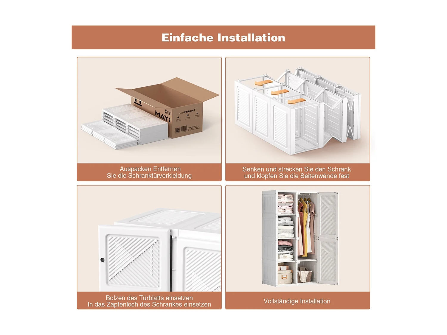 Armoire, armoire portable, armoire de chambre, casier, rangement, blanc