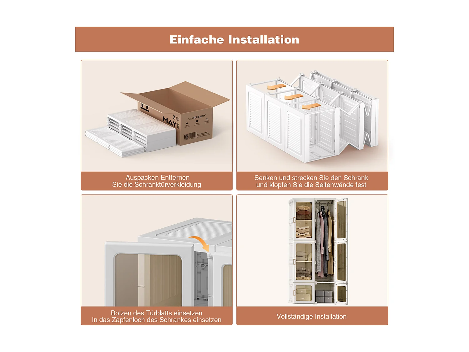 Armoire, meuble de rangement, armoire portable, armoire de chambre, armoire de rangement à portes transparentes, organisateur, blanc