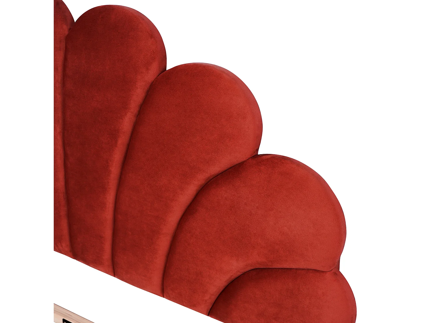 Lit double rembourré 140 x 200 cm, cadre de lit, tête de lit en forme de pétale, velours,  rouge(sans Matelas)