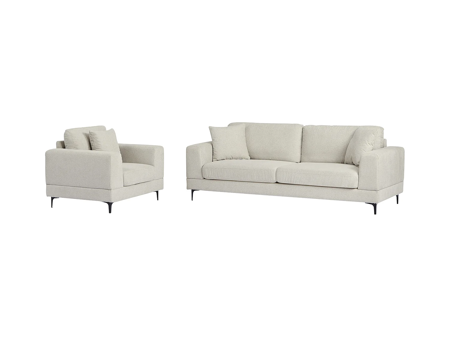 Sofá de 3 plazas y sillón de tela texturizada beige JAMOLO